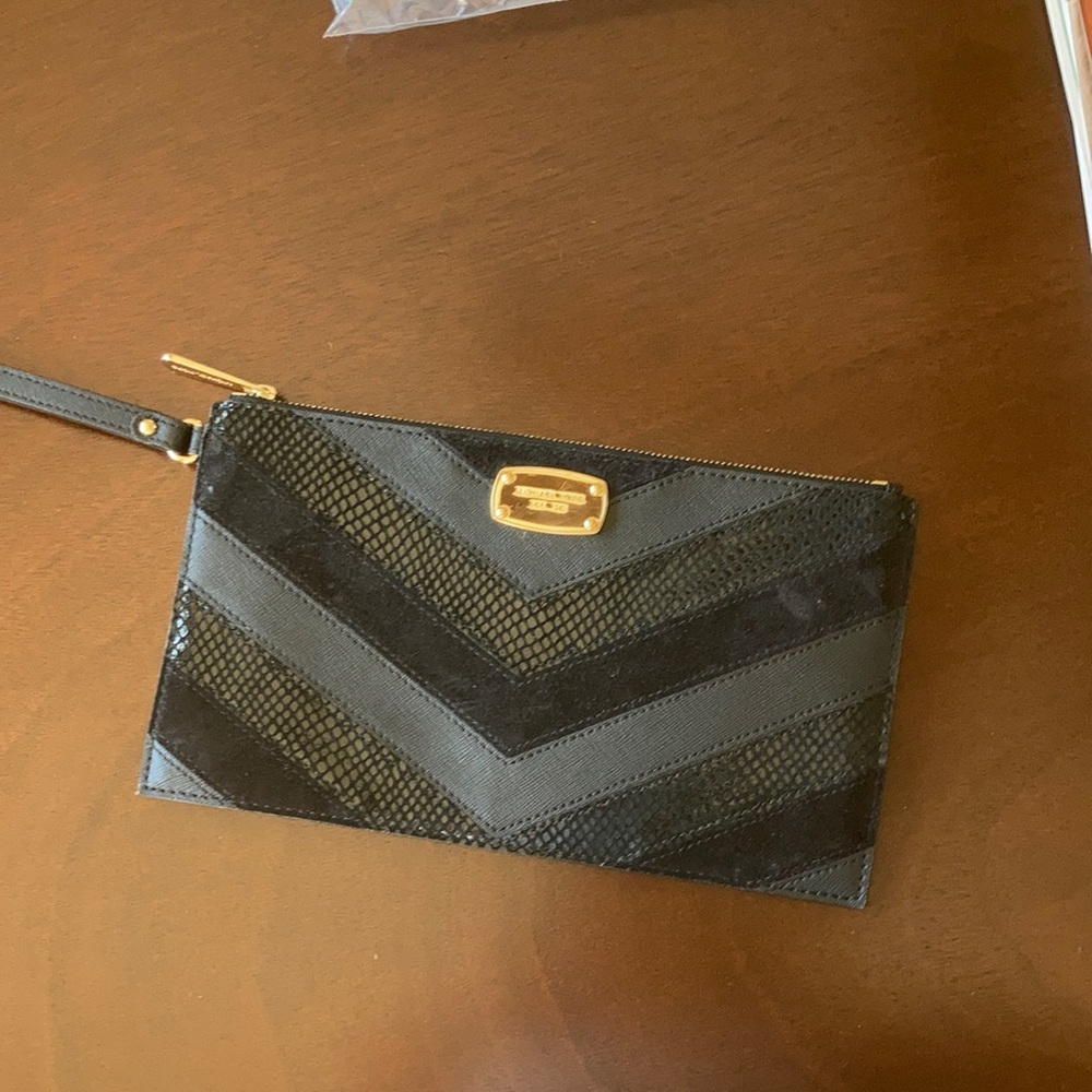 Michael Kors Leather Embossed Chevron Wristlet